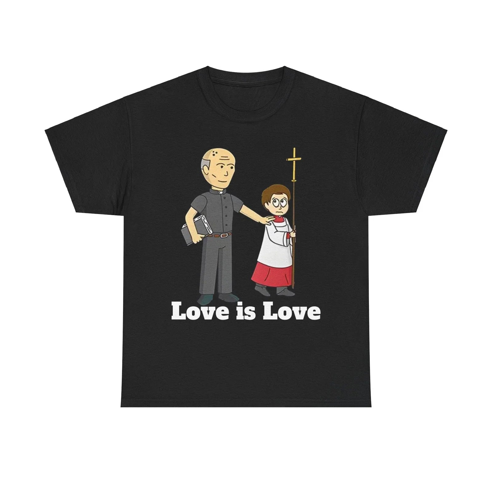 Funny Priest and Boy Shirt | Love Is Love Tee | Christian Meme T-Shirt Unisex T-shirt, Sweatshirt, Hoodie, Long Sleeve Tee - T-Shirt, Sweatshirt, Hoodie