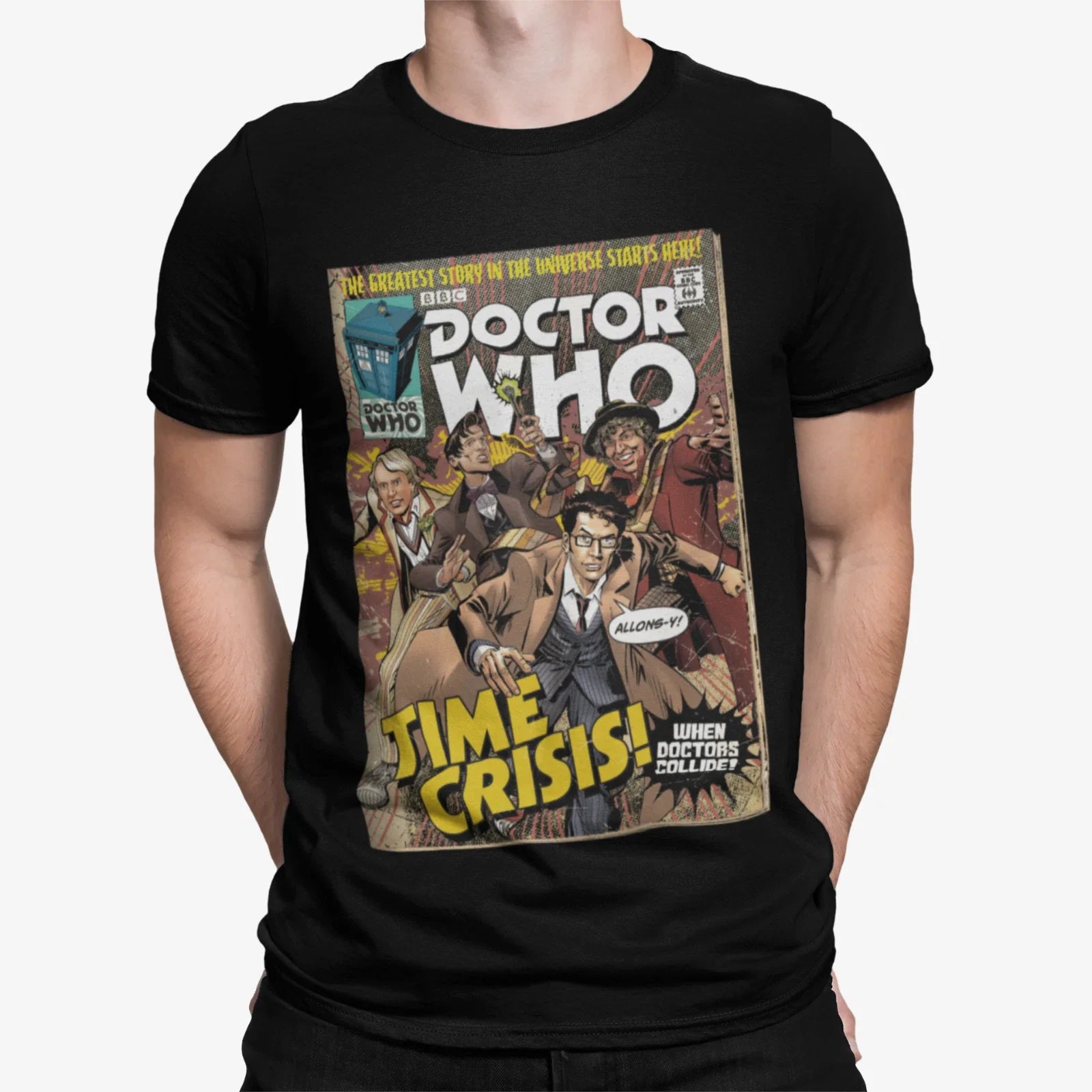Doctor Who Comic Time Crisis Official Men's T-Shirt 60th Anniversary Sci-Fi Tee Unisex T-shirt, Sweatshirt, Hoodie, Long Sleeve Tee - T-Shirt, Sweatshirt, Hoodie