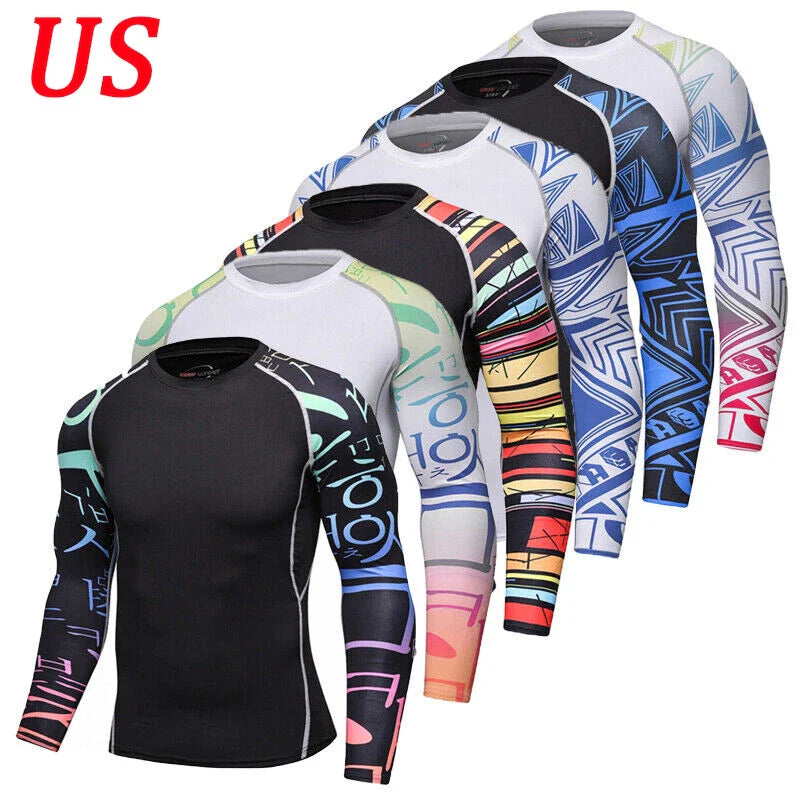 Mens Compression Shirt Base-Layer Sport Top Long Sleeve Gym Quick Dry AU Unisex T-shirt, Sweatshirt, Hoodie, Long Sleeve Tee - T-Shirt, Sweatshirt, Hoodie