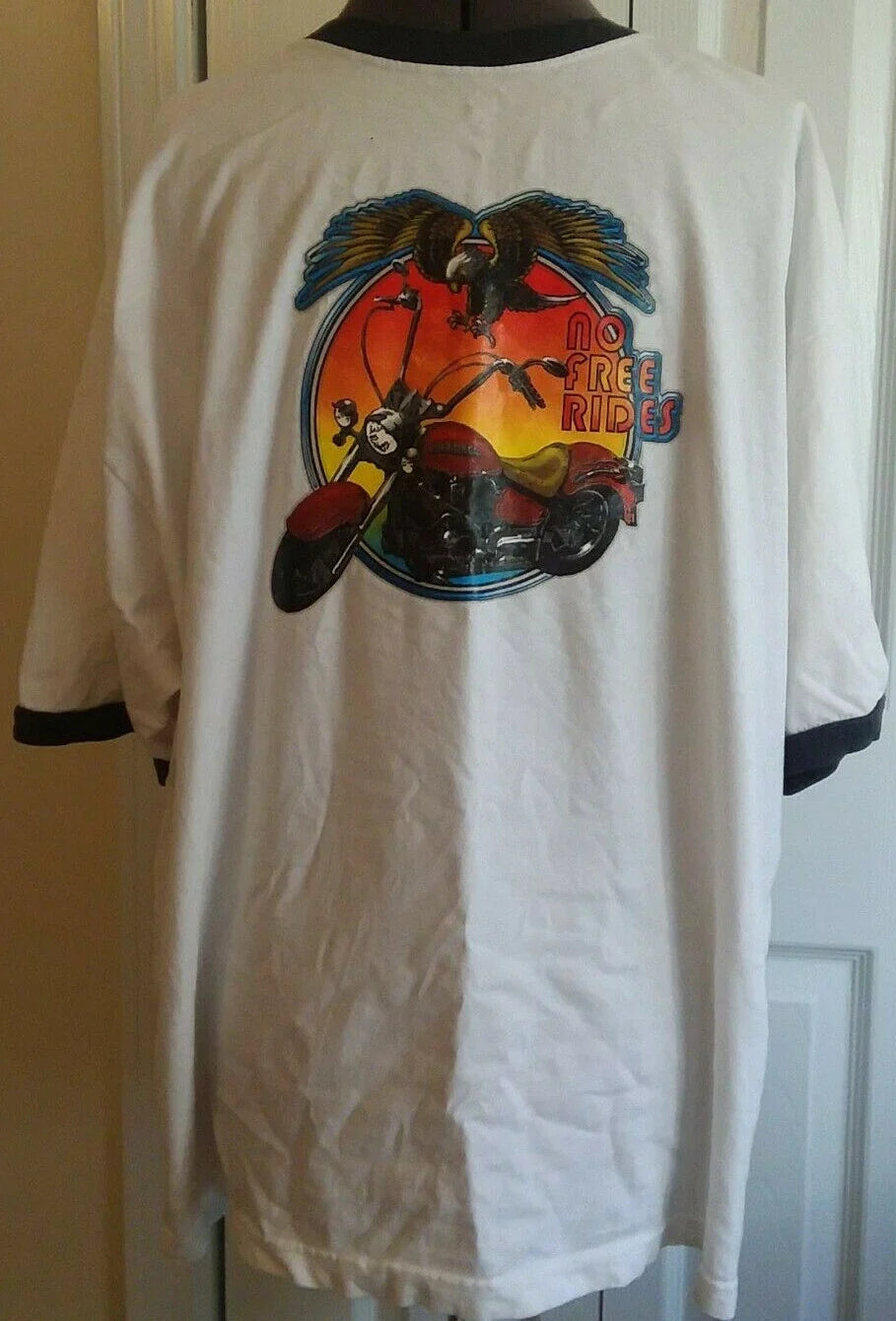VTG Kmart 80's Joe Boxer XL shirt cotton white ringer crew neck Harley moto gift Unisex T-shirt, Sweatshirt, Hoodie, Long Sleeve Tee - T-Shirt, Sweatshirt, Hoodie