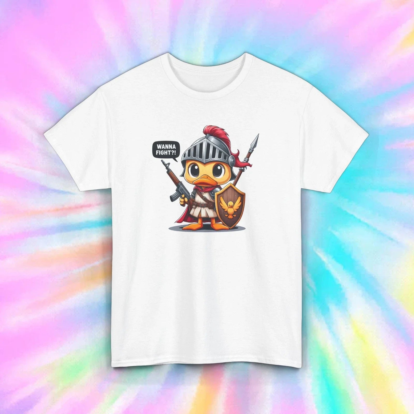 Wanna Fight Duck Knight Warrior Shirt S-5XL Funny Battle Gamer Armor Tee Gift Unisex T-shirt, Sweatshirt, Hoodie, Long Sleeve Tee - T-Shirt, Sweatshirt, Hoodie