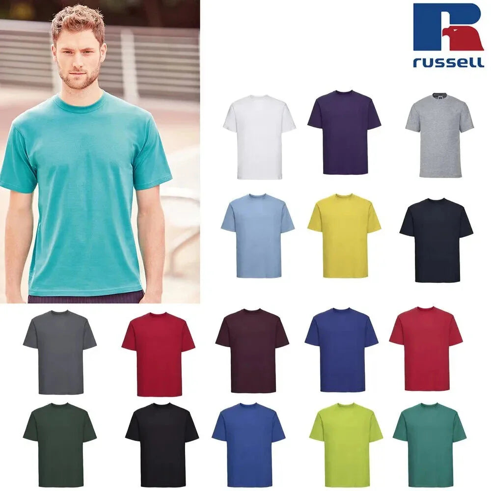 Heavy Cotton Mens T-Shirt Russell Plain Short Sleeve Shirt Round Crew Neck Top Unisex T-shirt, Sweatshirt, Hoodie, Long Sleeve Tee - T-Shirt, Sweatshirt, Hoodie