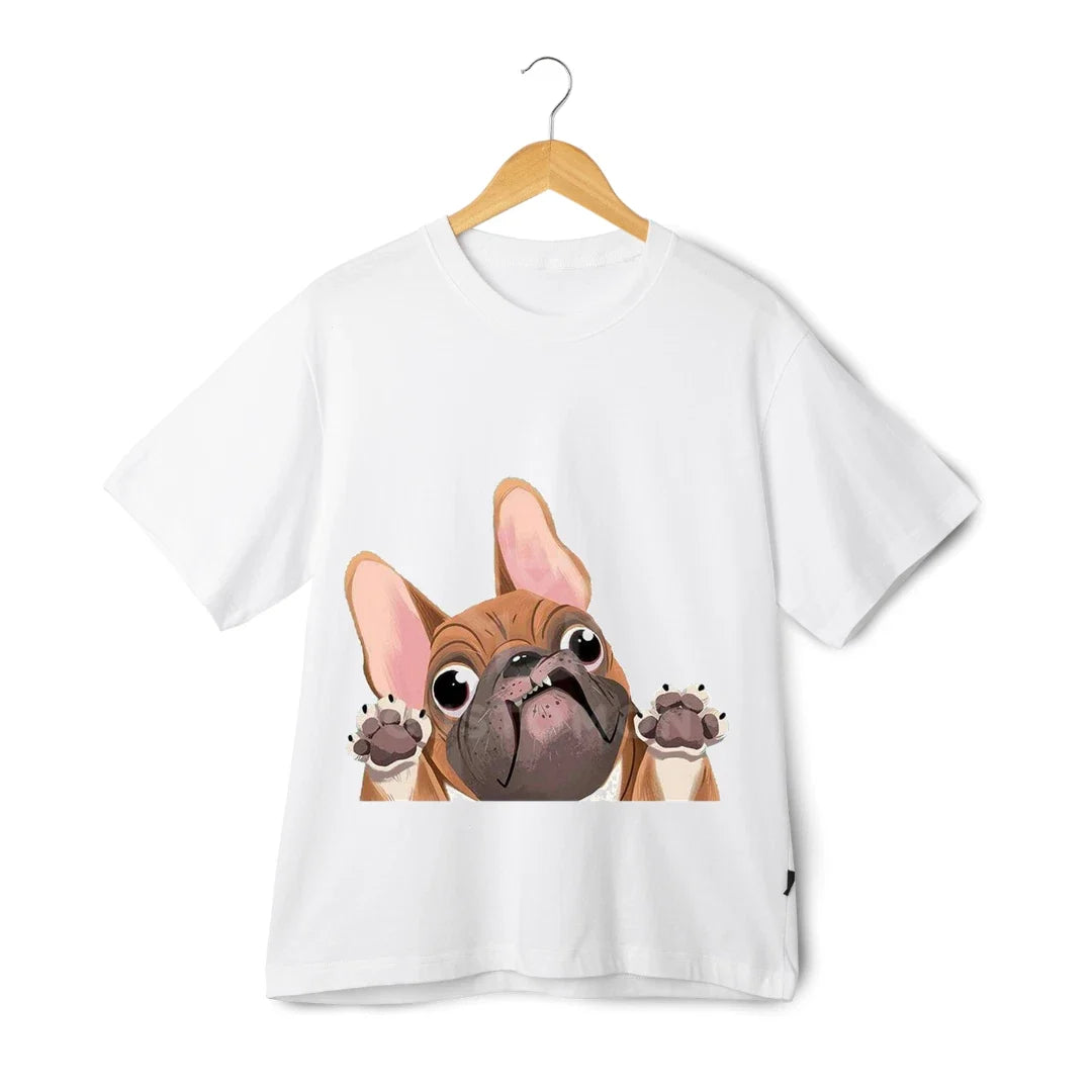 French Bulldog T-Shirt - Unisex Cute Dog Paws Cartoon Graphic Pet Tee Unisex T-shirt, Sweatshirt, Hoodie, Long Sleeve Tee - T-Shirt, Sweatshirt, Hoodie