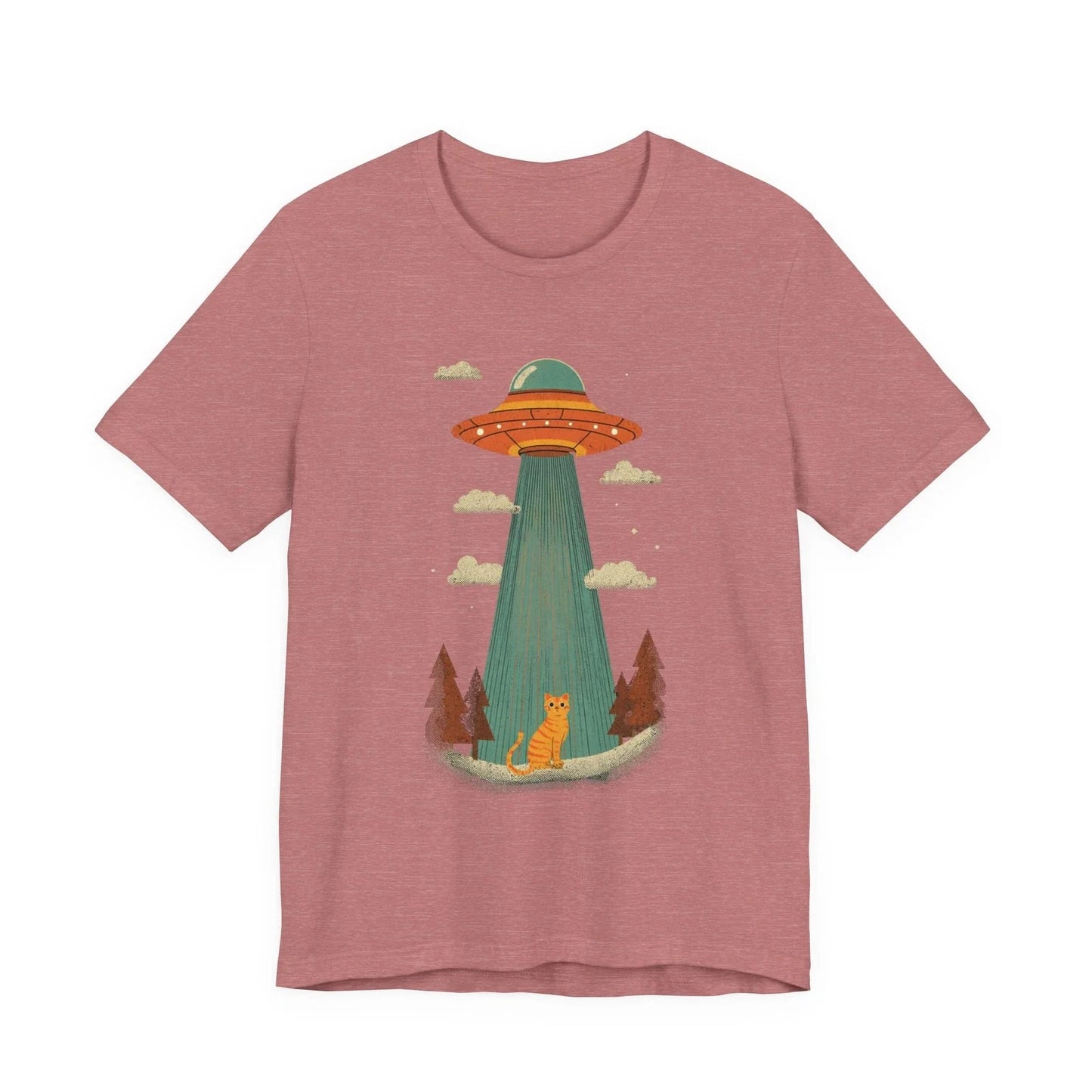 Alien UFO Abduction Cat T-Shirt | Retro SciFi Cat Tee Unisex T-shirt, Sweatshirt, Hoodie, Long Sleeve Tee - T-Shirt, Sweatshirt, Hoodie