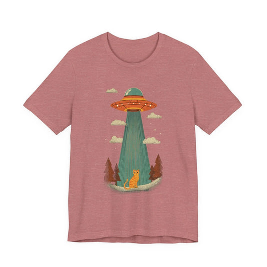 Alien UFO Abduction Cat T-Shirt | Retro SciFi Cat Tee Unisex T-shirt, Sweatshirt, Hoodie, Long Sleeve Tee - T-Shirt, Sweatshirt, Hoodie