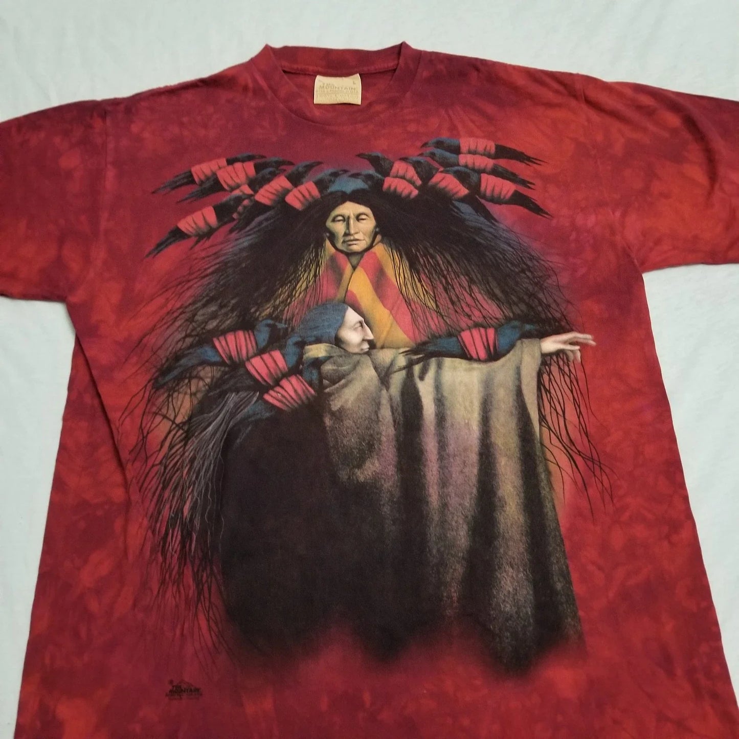Vintage The Mountain Native American T Shirt Mens Large Red Indian Nigel Hemming Unisex T-shirt, Sweatshirt, Hoodie, Long Sleeve Tee - T-Shirt, Sweatshirt, Hoodie