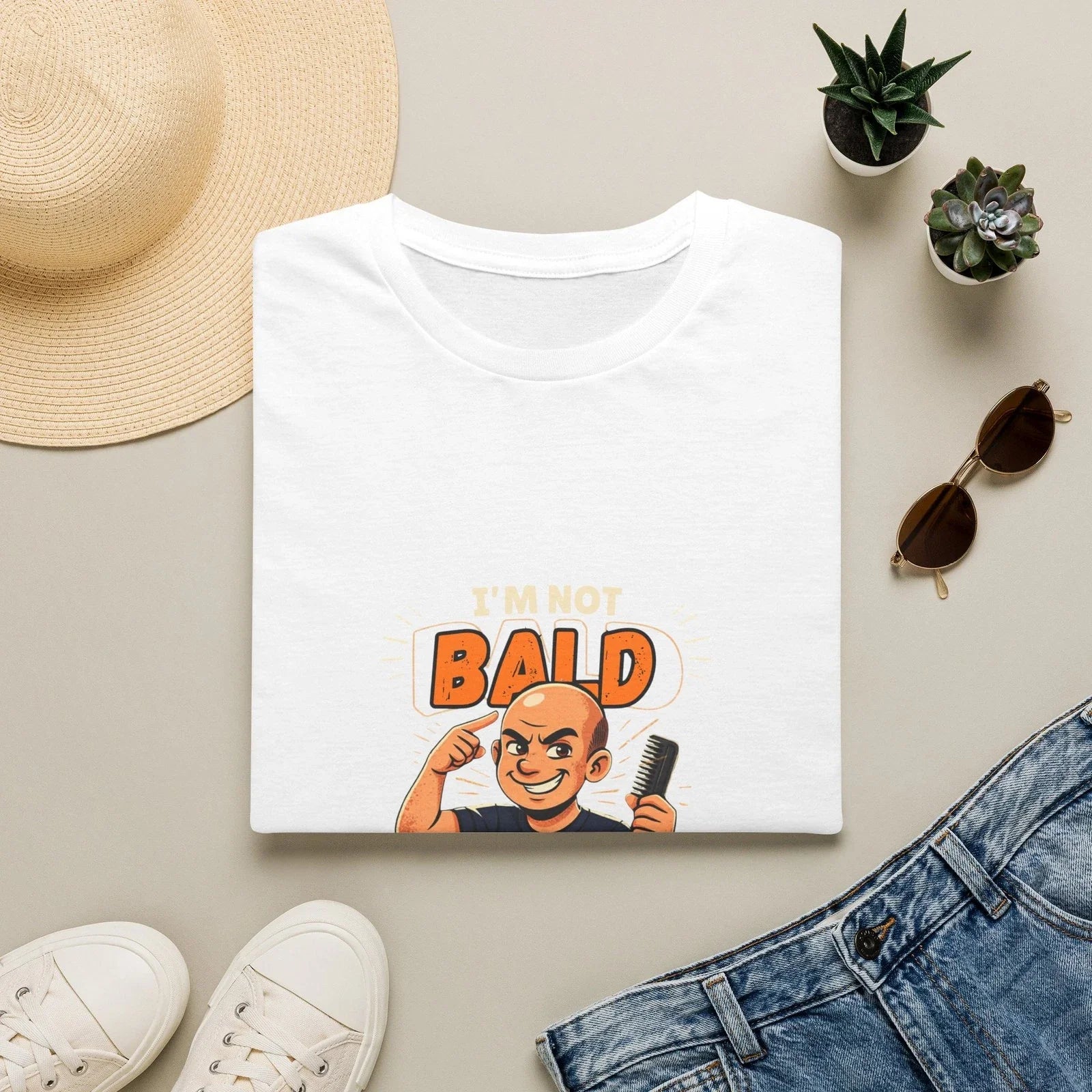Im Not Bald Dad T-Shirt | Funny Balding Father Illustration Unisex T-shirt, Sweatshirt, Hoodie, Long Sleeve Tee - T-Shirt, Sweatshirt, Hoodie