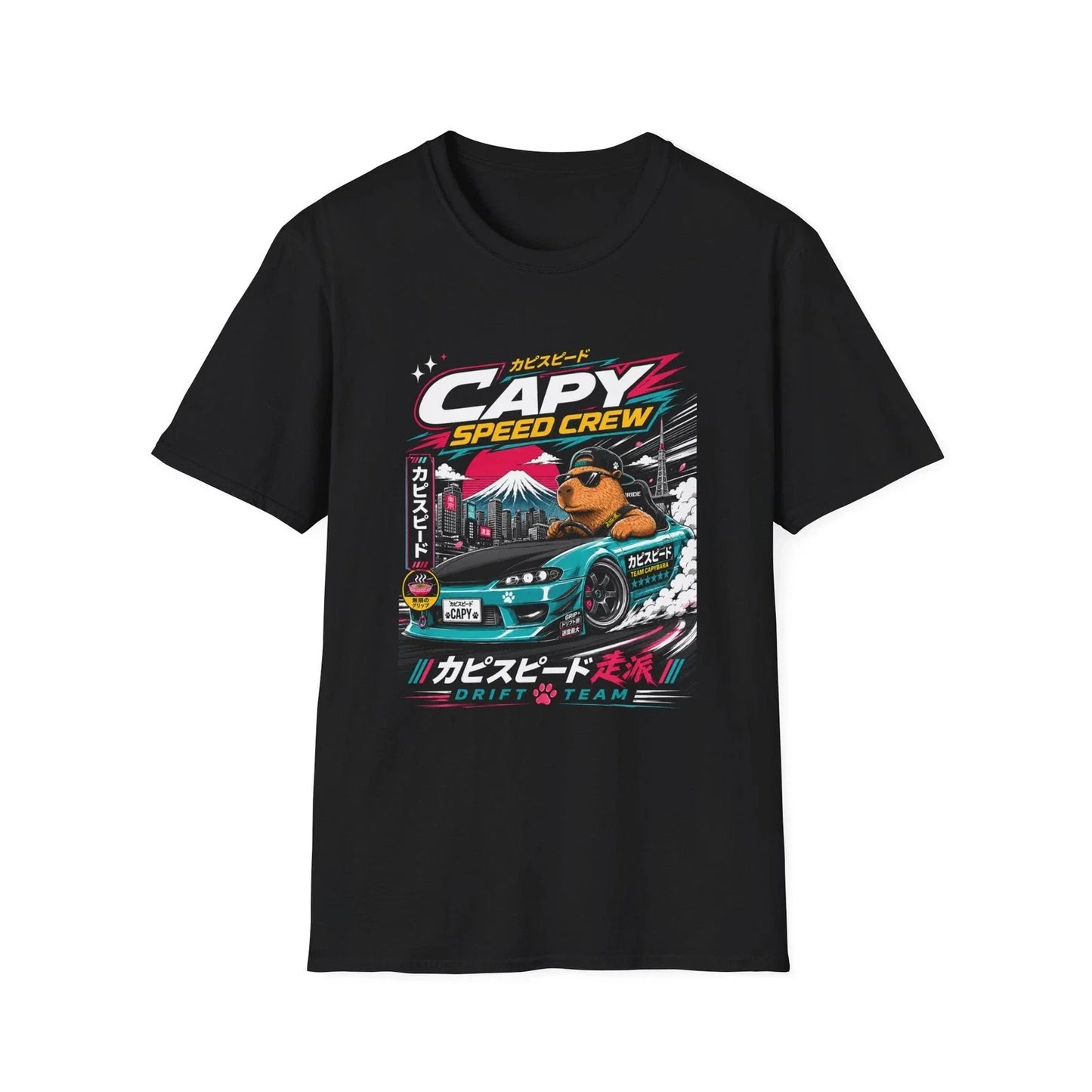 Capy Speed Crew Unisex Shirt | Cute Capybara Japanese Racing Graphic Tee Unisex T-shirt, Sweatshirt, Hoodie, Long Sleeve Tee - T-Shirt, Sweatshirt, Hoodie