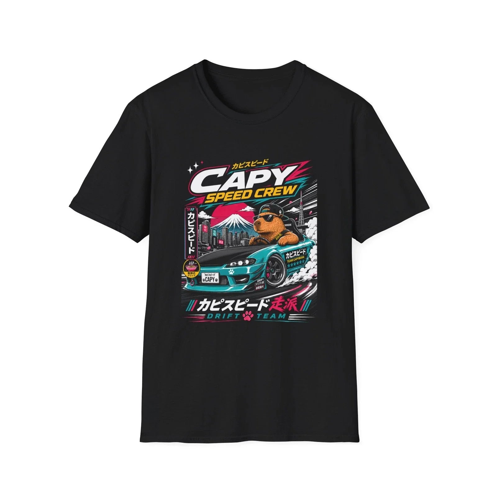 Capy Speed Crew Unisex Shirt | Cute Capybara Japanese Racing Graphic Tee Unisex T-shirt, Sweatshirt, Hoodie, Long Sleeve Tee - T-Shirt, Sweatshirt, Hoodie