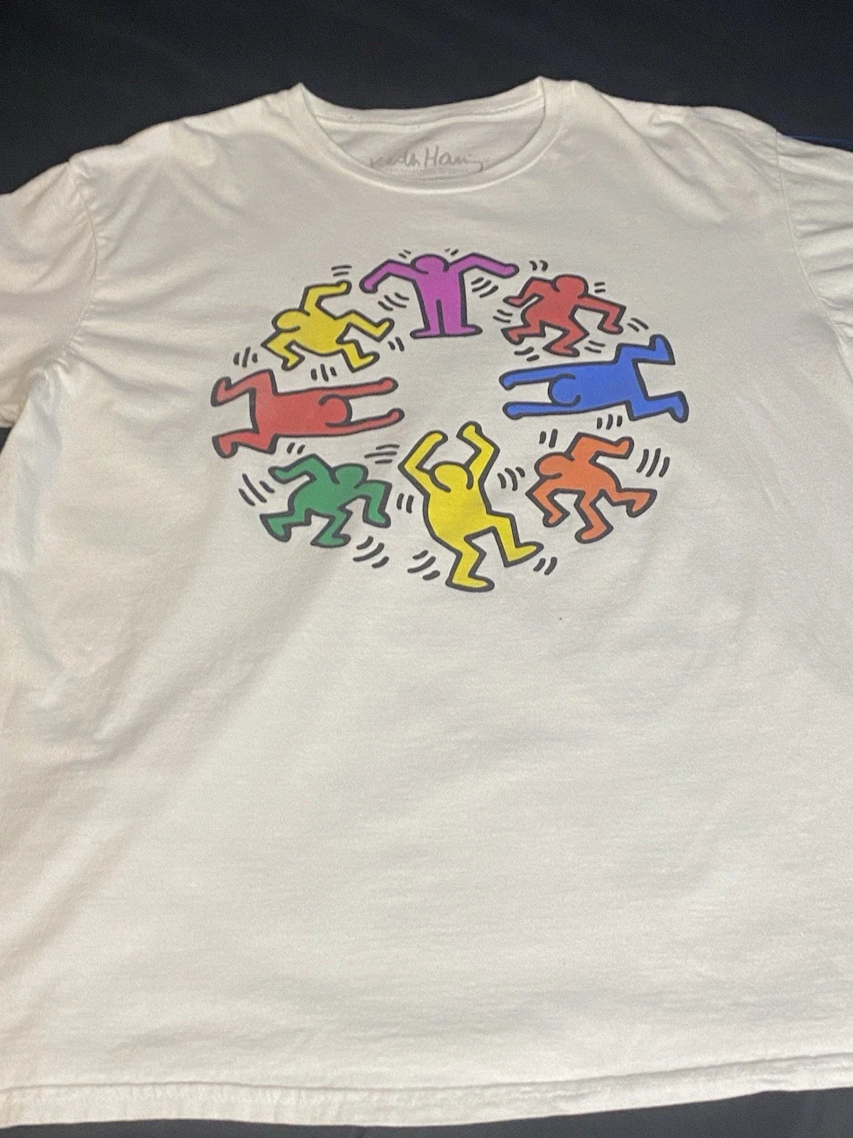 Keith Haring Vintage 90s Art T-Shirt Size XL Circle of Friends Pop Art Unisex T-shirt, Sweatshirt, Hoodie, Long Sleeve Tee - T-Shirt, Sweatshirt, Hoodie