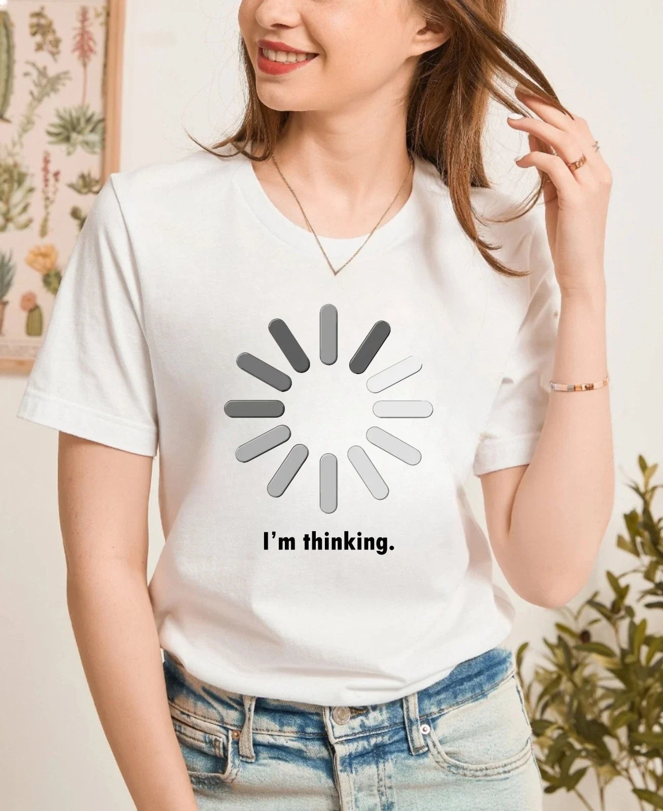 Funny Im Thinking Loading Spinner T-Shirt, Minimalist Humor Tee, Casual Tee Unisex T-shirt, Sweatshirt, Hoodie, Long Sleeve Tee - T-Shirt, Sweatshirt, Hoodie