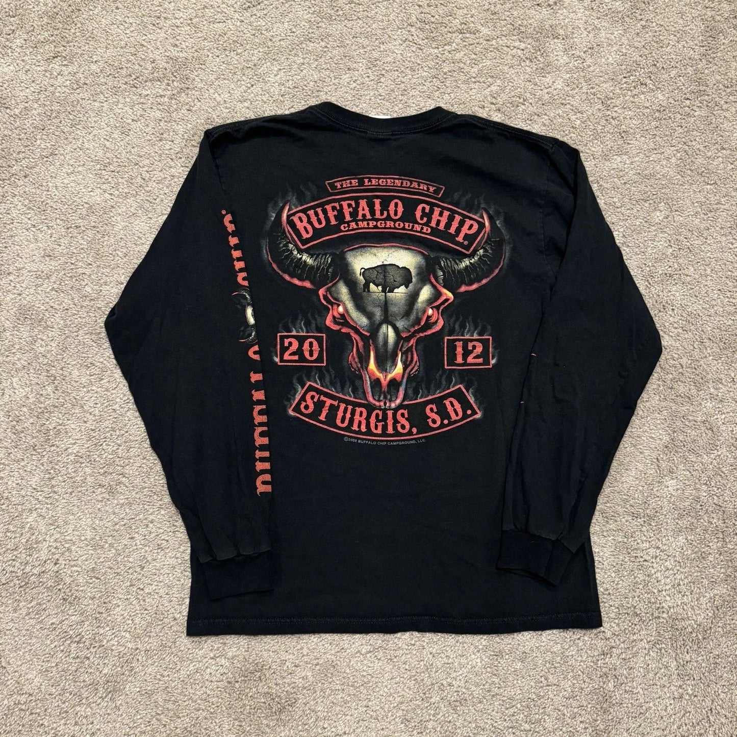 Vintage Sturgis Buffalo Chip Double Sided Long Sleeve Shirt Y2K Anvil Size M Unisex T-shirt, Sweatshirt, Hoodie, Long Sleeve Tee - T-Shirt, Sweatshirt, Hoodie