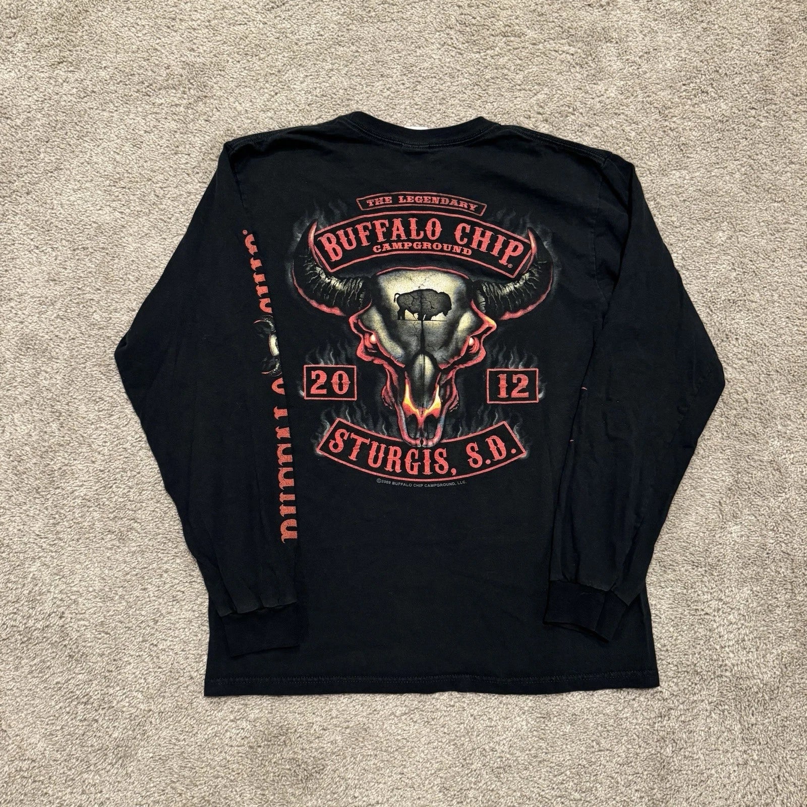 Vintage Sturgis Buffalo Chip Double Sided Long Sleeve Shirt Y2K Anvil Size M Unisex T-shirt, Sweatshirt, Hoodie, Long Sleeve Tee - T-Shirt, Sweatshirt, Hoodie