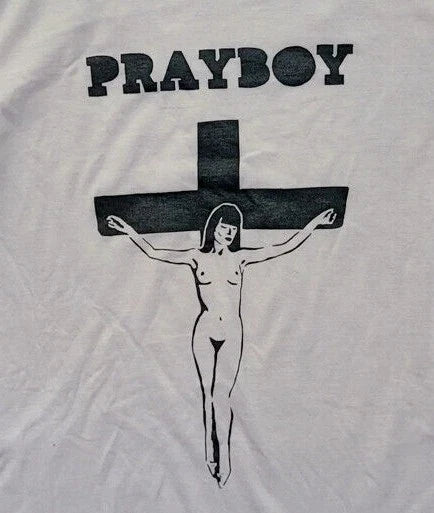 Mens RARE PRAYBOY/PLAYBOY T-Shirt vintage/retro/jesus sexy bunny y2k topless Unisex T-shirt, Sweatshirt, Hoodie, Long Sleeve Tee - T-Shirt, Sweatshirt, Hoodie