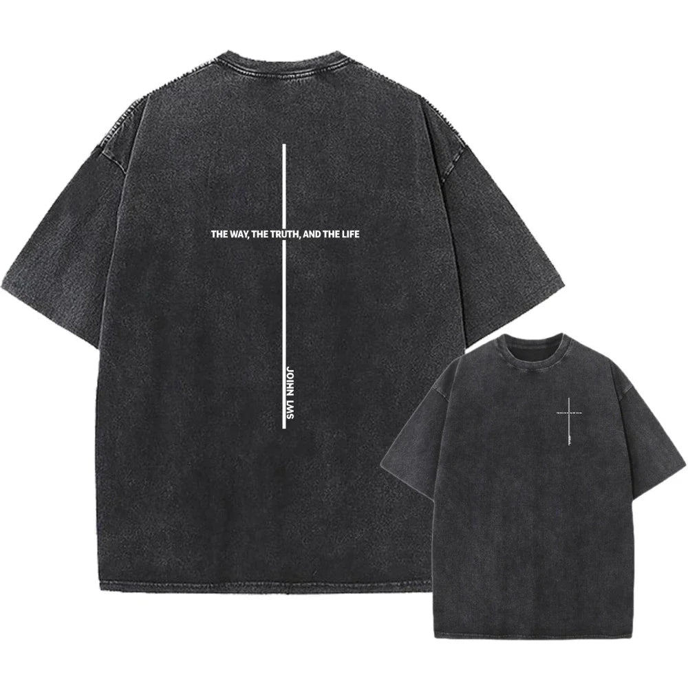 100% Cotton Oversized T-Shirt, Scripture Cross Vintage Streetwear Unisex Tee Unisex T-shirt, Sweatshirt, Hoodie, Long Sleeve Tee - T-Shirt, Sweatshirt, Hoodie