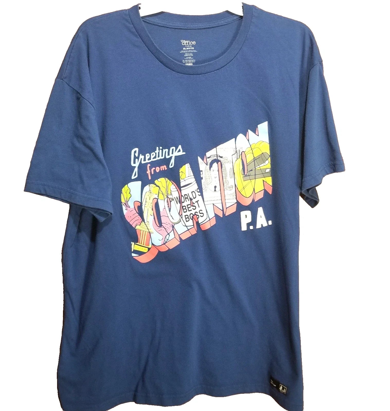 The Office Shirt Men XL Blue Greetings From Scranton PA Dunder Mifflin Graphic T Unisex T-shirt, Sweatshirt, Hoodie, Long Sleeve Tee - T-Shirt, Sweatshirt, Hoodie
