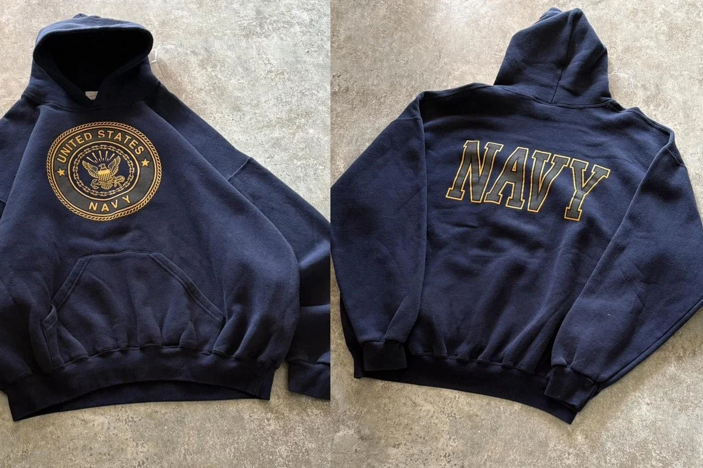 Double Sided US Navy Vintage Gildan Hoodie Sweatshirt Tee Unisex T-shirt, Sweatshirt, Hoodie, Long Sleeve Tee - T-Shirt, Sweatshirt, Hoodie