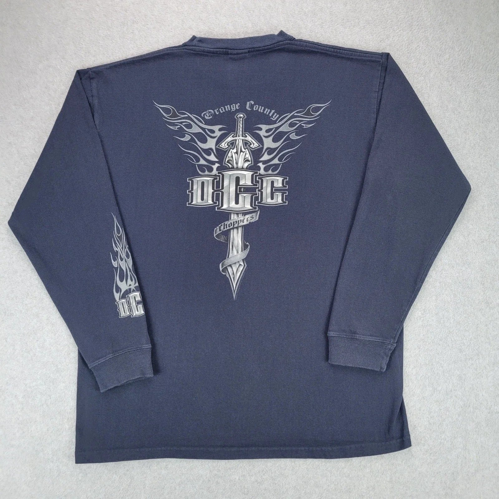Orange County Choppers Long Sleeve Shirt Large Blue Graphic Flame Biker 2003 Y2K Unisex T-shirt, Sweatshirt, Hoodie, Long Sleeve Tee - T-Shirt, Sweatshirt, Hoodie