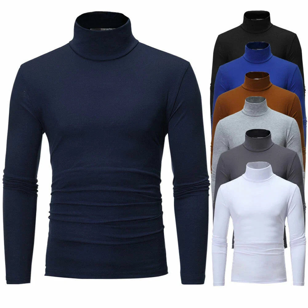 New Long Sleeve Thermal High Collar Turtle Neck Skivvy Men's Sweater Stretch Unisex T-shirt, Sweatshirt, Hoodie, Long Sleeve Tee - T-Shirt, Sweatshirt, Hoodie