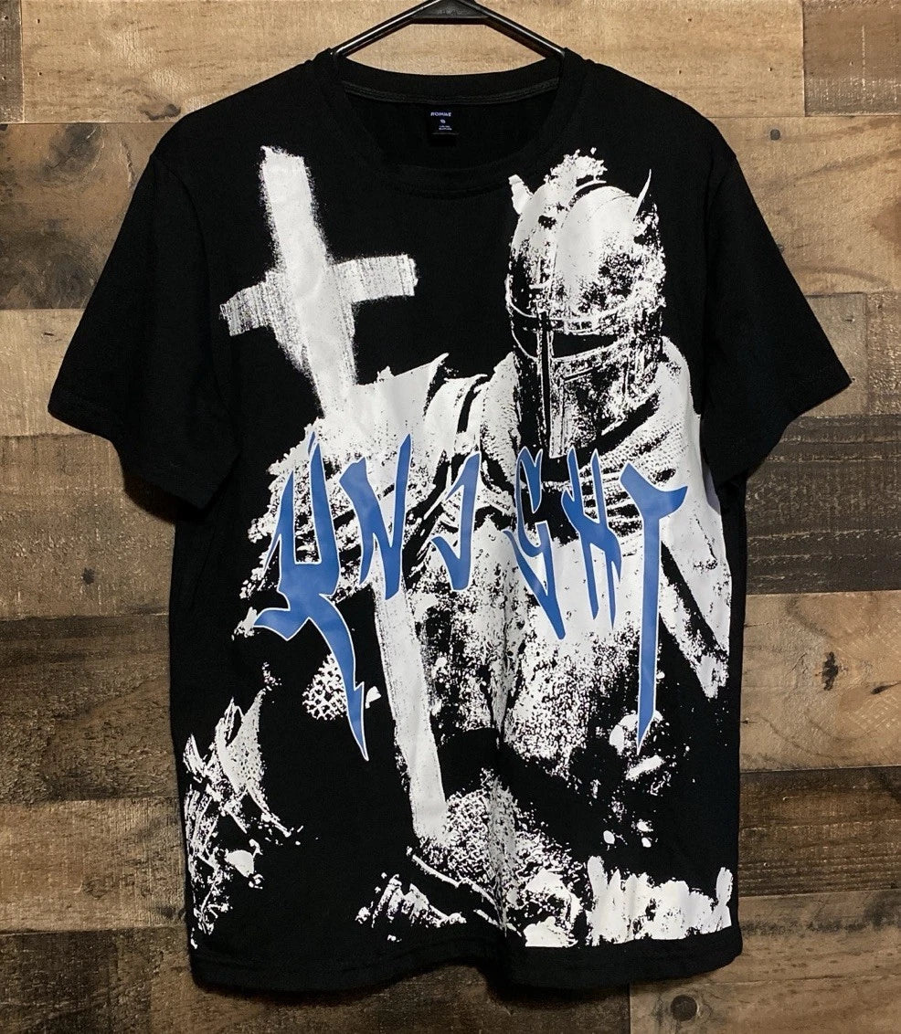 Romwe Knight Graphic Shirt Mens Size S Sleeve Streetwear Aesthetic Unisex T-shirt, Sweatshirt, Hoodie, Long Sleeve Tee - T-Shirt, Sweatshirt, Hoodie