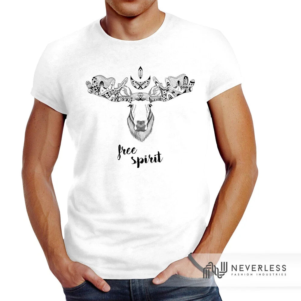 Moose Antler Atzec Print Boho Bohamian Atzec Feathers Neverless Men's T-Shirt Unisex T-shirt, Sweatshirt, Hoodie, Long Sleeve Tee - T-Shirt, Sweatshirt, Hoodie