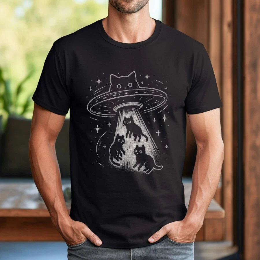 Funny Cat UFO Cute Kitty Space Spaceship Alien Aesthetic T-Shirt Unisex T-shirt, Sweatshirt, Hoodie, Long Sleeve Tee - T-Shirt, Sweatshirt, Hoodie