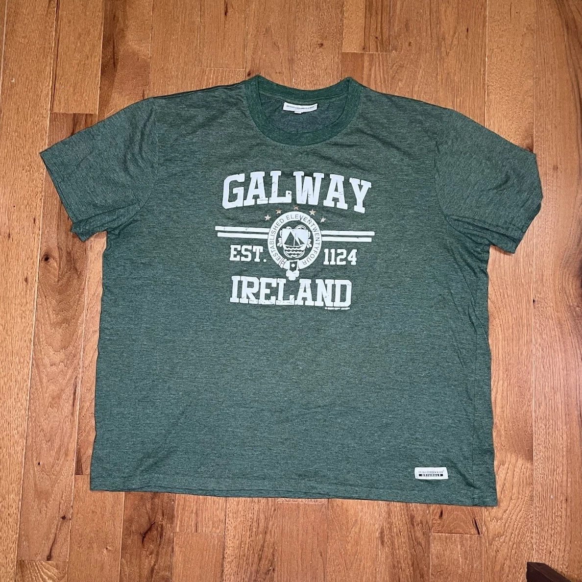 Vintage Style Unisex Galway Ireland Crest Green Melange Unisex Varsity Style Tee Unisex T-shirt, Sweatshirt, Hoodie, Long Sleeve Tee - T-Shirt, Sweatshirt, Hoodie