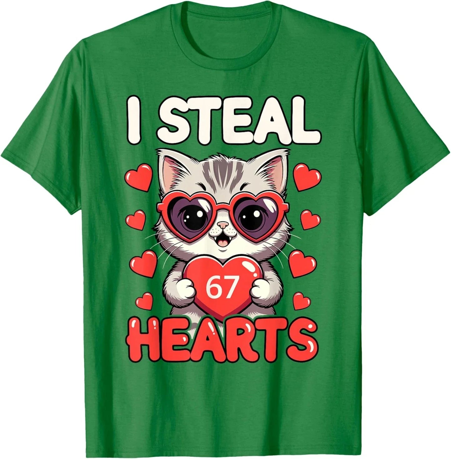 I Steal 67 Hearts Funny Kitten Valentine Design Cute Unisex T-Shirt Unisex T-shirt, Sweatshirt, Hoodie, Long Sleeve Tee - T-Shirt, Sweatshirt, Hoodie