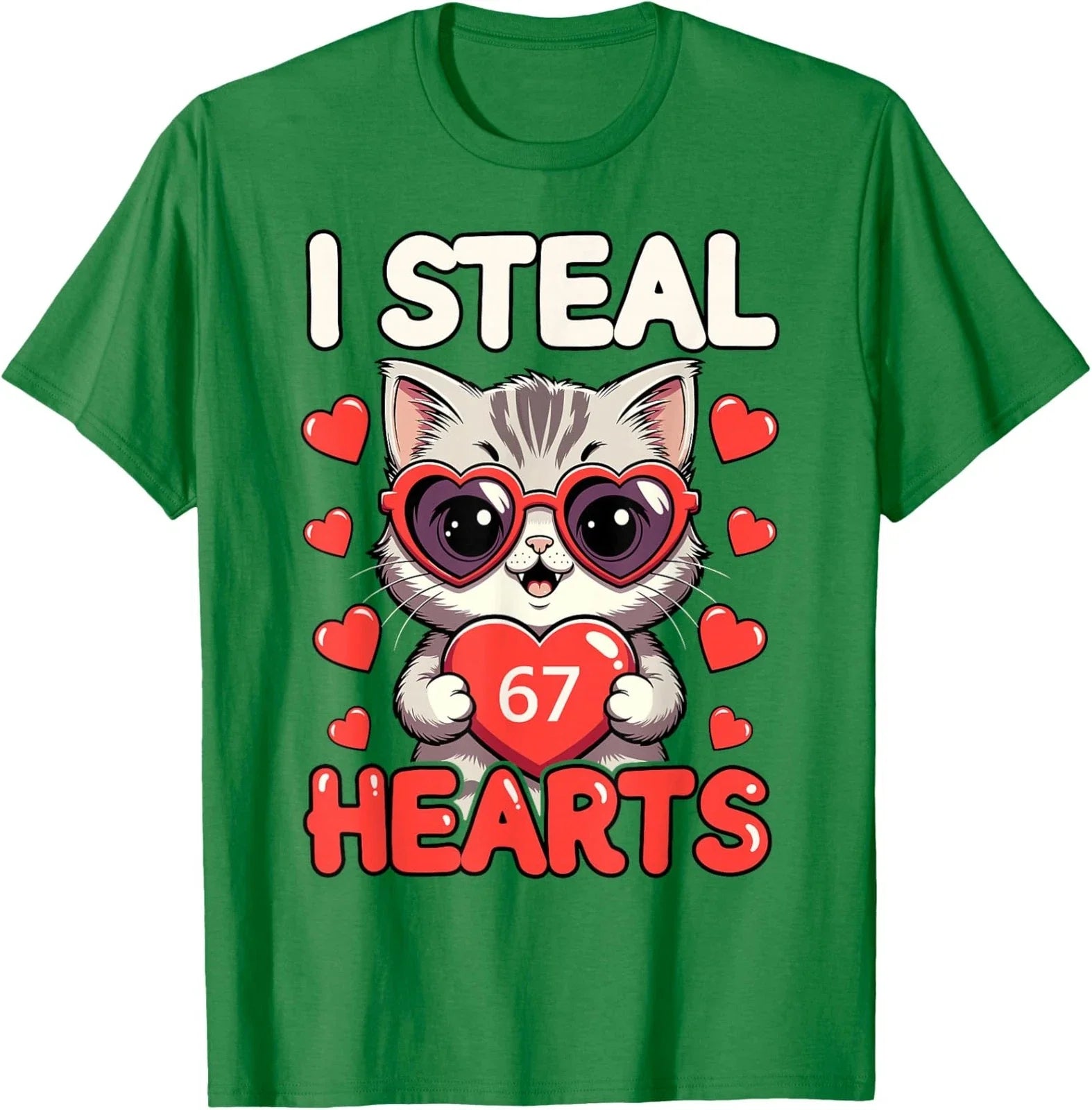 I Steal 67 Hearts Funny Kitten Valentine Design Cute Unisex T-Shirt Unisex T-shirt, Sweatshirt, Hoodie, Long Sleeve Tee - T-Shirt, Sweatshirt, Hoodie