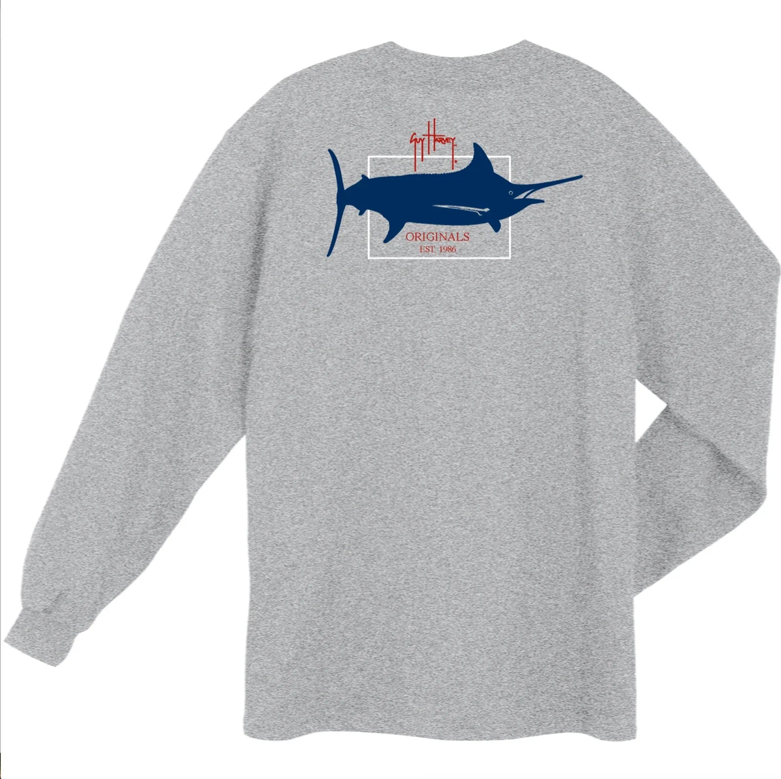 Guy Harvey Logo L/S Fishing Boat T-shirt..Pick Size Athletic Heather..S-2X..New Unisex T-shirt, Sweatshirt, Hoodie, Long Sleeve Tee - T-Shirt, Sweatshirt, Hoodie