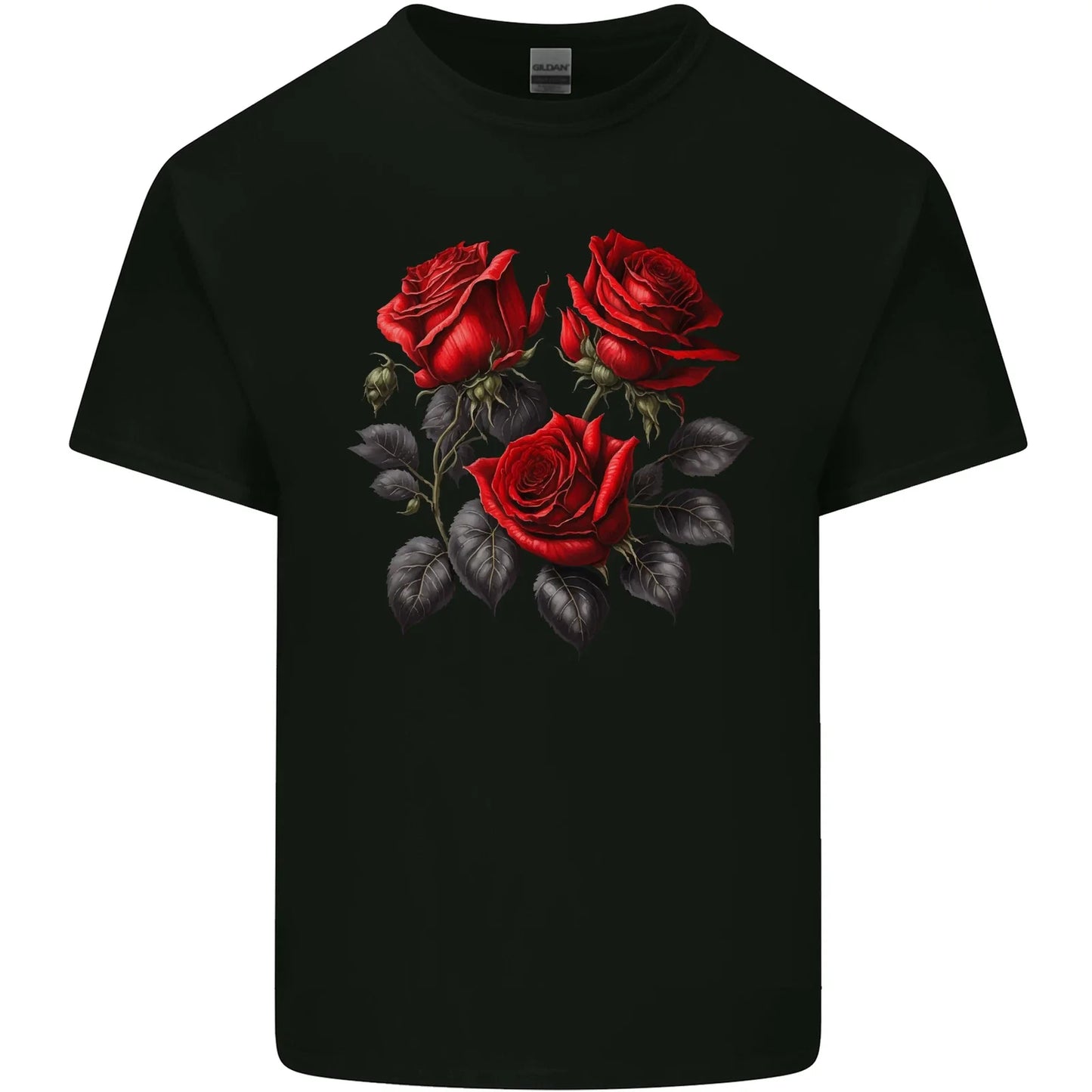 3 Red Roses Gothic Goth Mens Cotton T-Shirt Tee Top Unisex T-shirt, Sweatshirt, Hoodie, Long Sleeve Tee - T-Shirt, Sweatshirt, Hoodie
