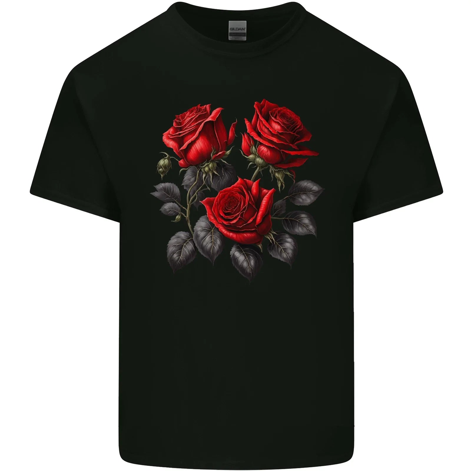 3 Red Roses Gothic Goth Mens Cotton T-Shirt Tee Top Unisex T-shirt, Sweatshirt, Hoodie, Long Sleeve Tee - T-Shirt, Sweatshirt, Hoodie