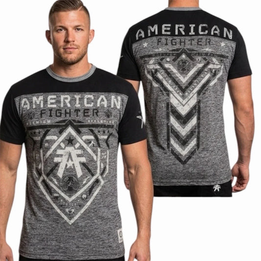 AMERICAN FIGHTER Black Heather Grey HARTWELL  Athletic Graphic T-shirt NWT Unisex T-shirt, Sweatshirt, Hoodie, Long Sleeve Tee - T-Shirt, Sweatshirt, Hoodie