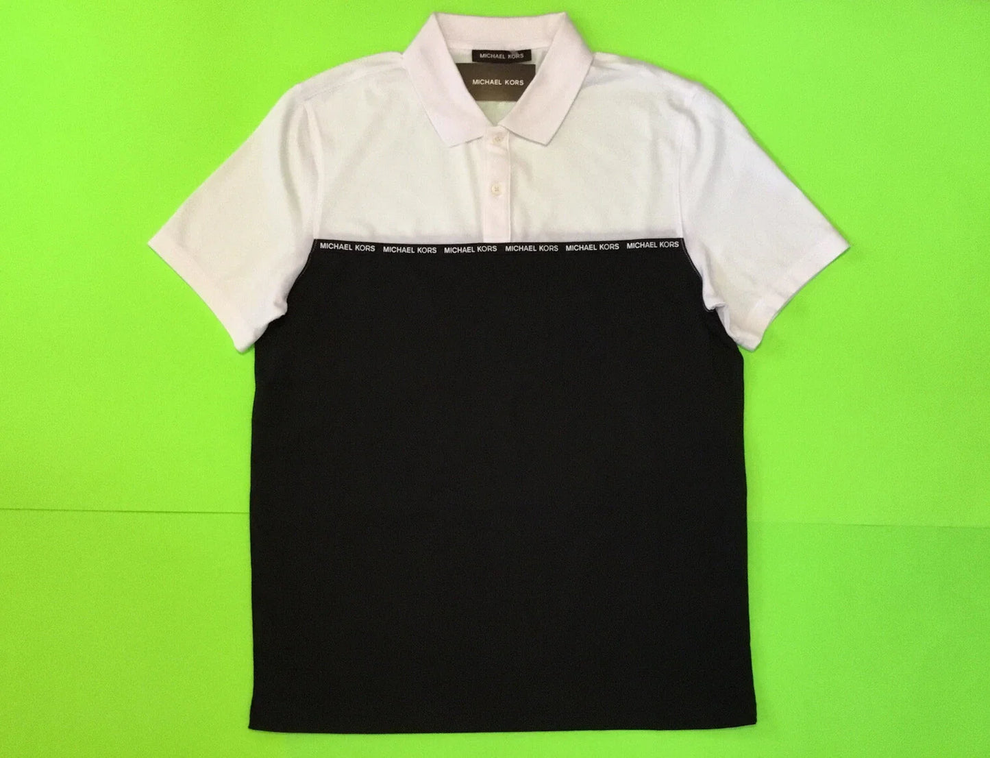 MICHAEL KORS Mens Polo Short Sleeve T-Shirt Size MEDIUM White/Black MSRP $89.50 Unisex T-shirt, Sweatshirt, Hoodie, Long Sleeve Tee - T-Shirt, Sweatshirt, Hoodie