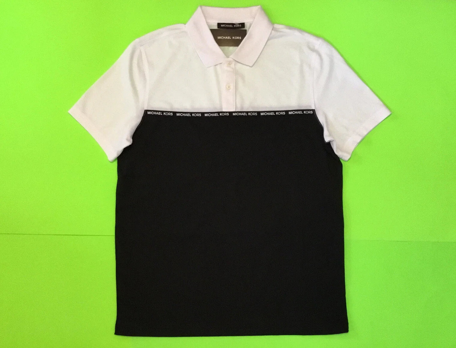 MICHAEL KORS Mens Polo Short Sleeve T-Shirt Size MEDIUM White/Black MSRP $89.50 Unisex T-shirt, Sweatshirt, Hoodie, Long Sleeve Tee - T-Shirt, Sweatshirt, Hoodie