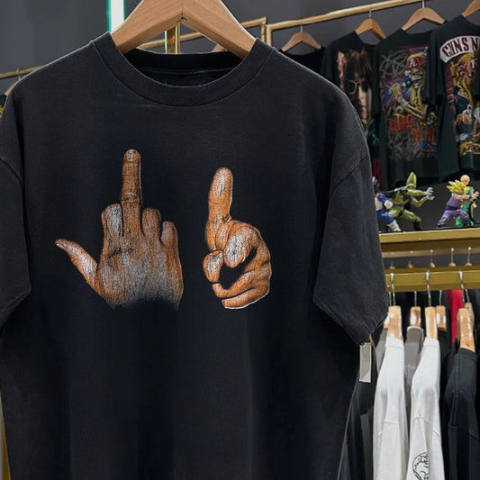 90s Two-Finger Salute Classic T-Shirt Black XL Unisex T-shirt, Sweatshirt, Hoodie, Long Sleeve Tee - T-Shirt, Sweatshirt, Hoodie