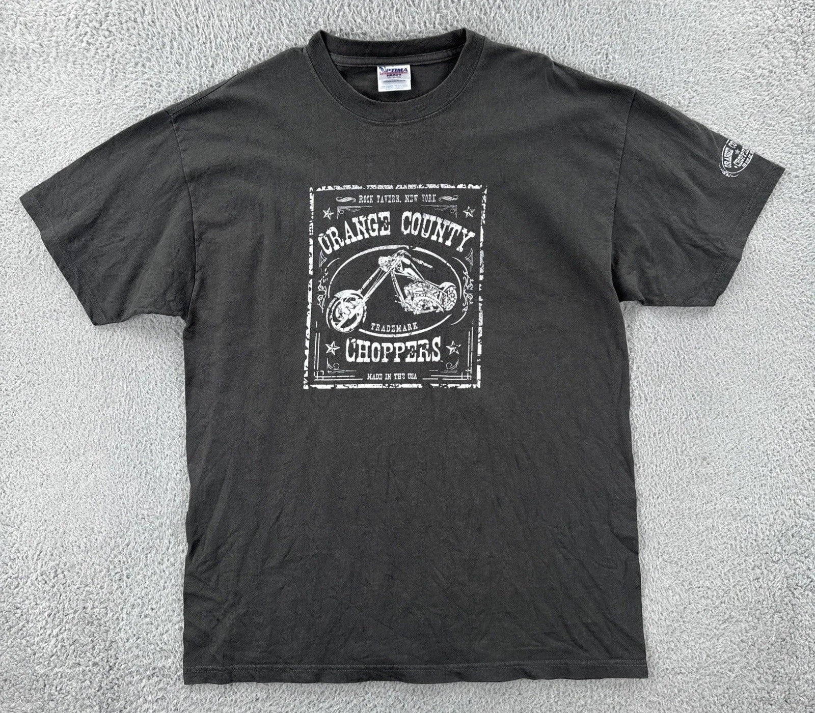 Vtg Optima Cottonwear Mens XL Gray Shirt Orange County Choppers Graphic Tee Y2K Unisex T-shirt, Sweatshirt, Hoodie, Long Sleeve Tee - T-Shirt, Sweatshirt, Hoodie
