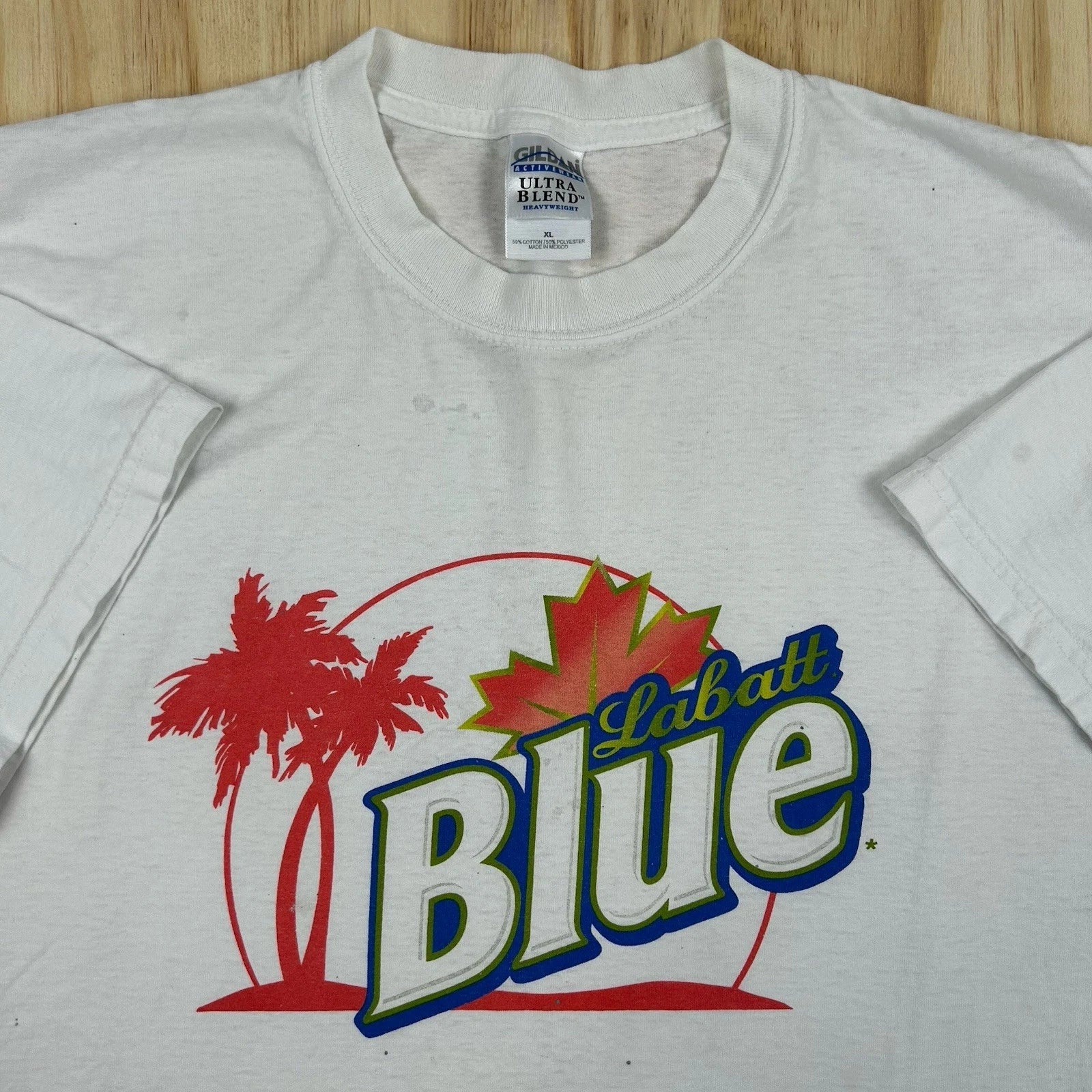 Vintage Labatt Blue Beer Shirt Mens Extra Large White Thrashed Worn Grunge Y2K Unisex T-shirt, Sweatshirt, Hoodie, Long Sleeve Tee - T-Shirt, Sweatshirt, Hoodie