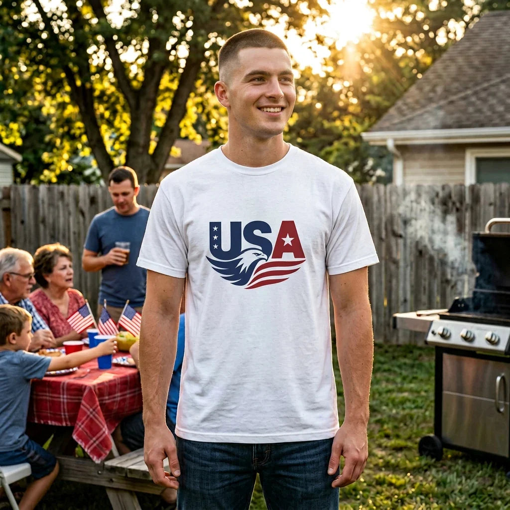 USA Eagle Graphic T-Shirt | Patriotic American Flag Design Unisex T-shirt, Sweatshirt, Hoodie, Long Sleeve Tee - T-Shirt, Sweatshirt, Hoodie