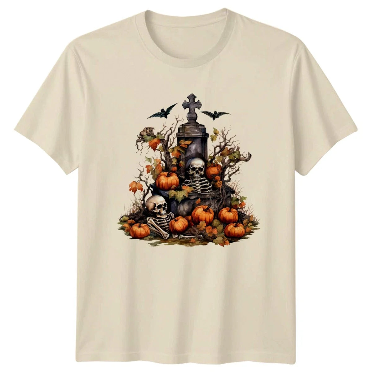 Spooky Graveyard Skeleton T-Shirt Vintage Halloween Gift For Him And Her Unisex T-shirt, Sweatshirt, Hoodie, Long Sleeve Tee - T-Shirt, Sweatshirt, Hoodie
