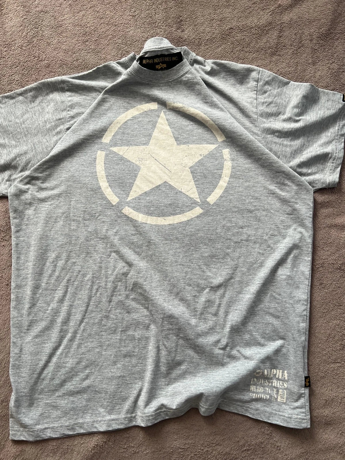 Vintage 00s Alpha Industries Military Y2K Glamor Retro Gray Big Logo T Shirt Unisex T-shirt, Sweatshirt, Hoodie, Long Sleeve Tee - T-Shirt, Sweatshirt, Hoodie