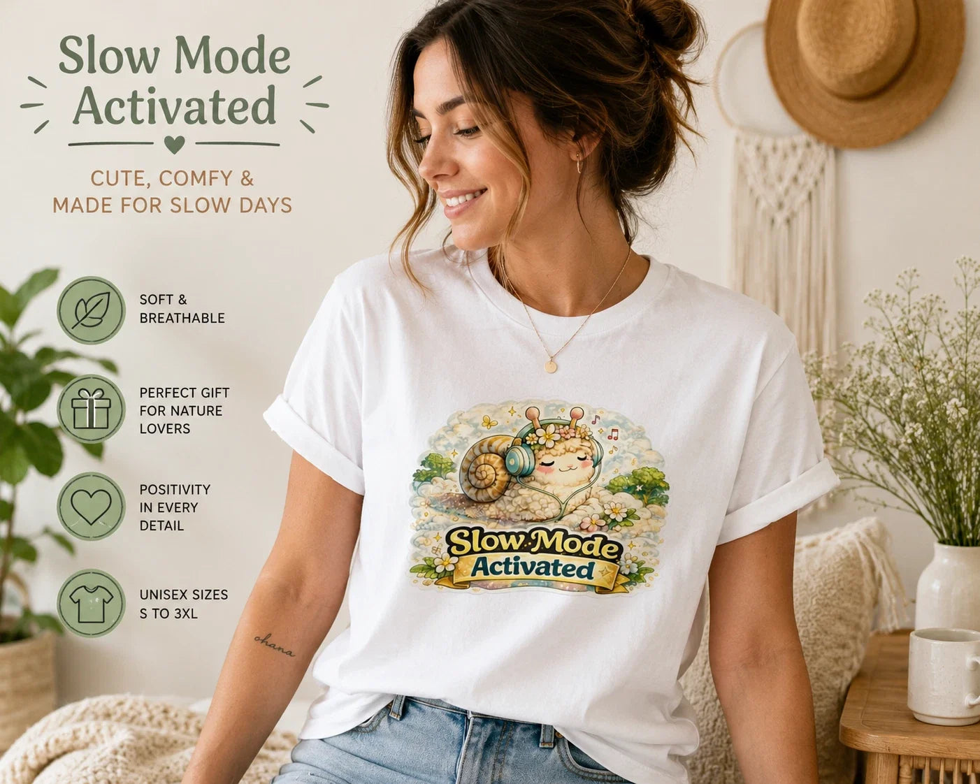 Slow Mode Activated Snail T-Shirt | Cute Introvert Nature Lover Unisex T-shirt, Sweatshirt, Hoodie, Long Sleeve Tee - T-Shirt, Sweatshirt, Hoodie