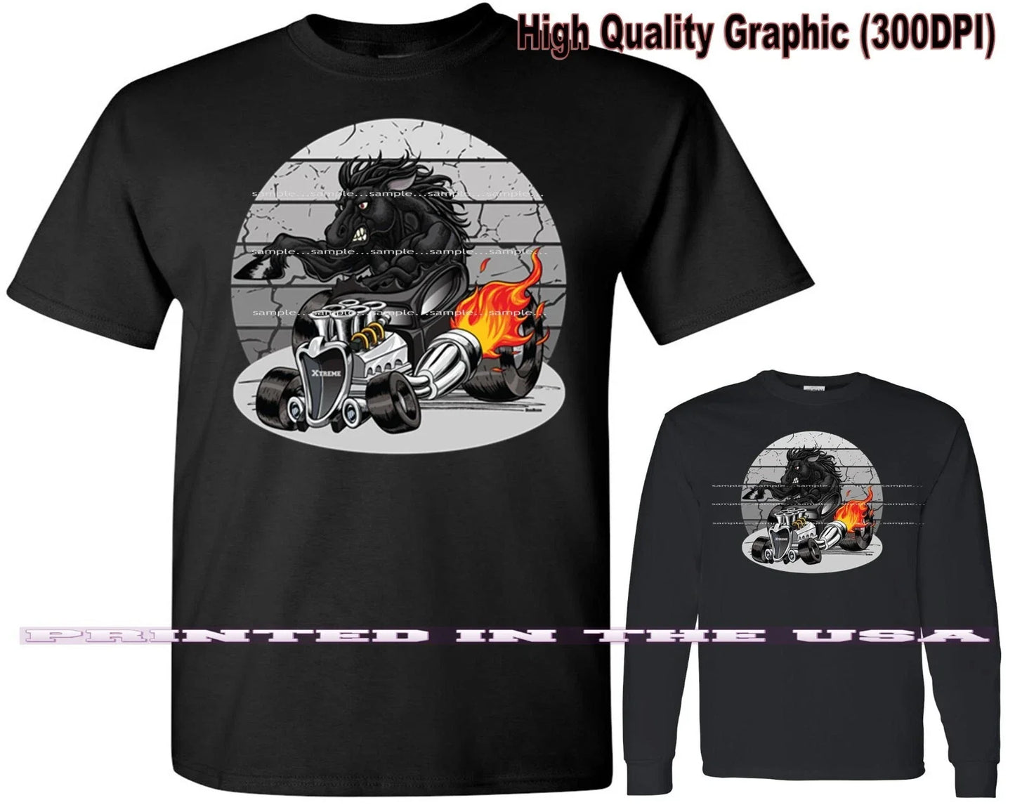 Digirods XRod Black Stallion Horse Race Extreme Hot Rod Cartoon Car T Shirt Unisex T-shirt, Sweatshirt, Hoodie, Long Sleeve Tee - T-Shirt, Sweatshirt, Hoodie