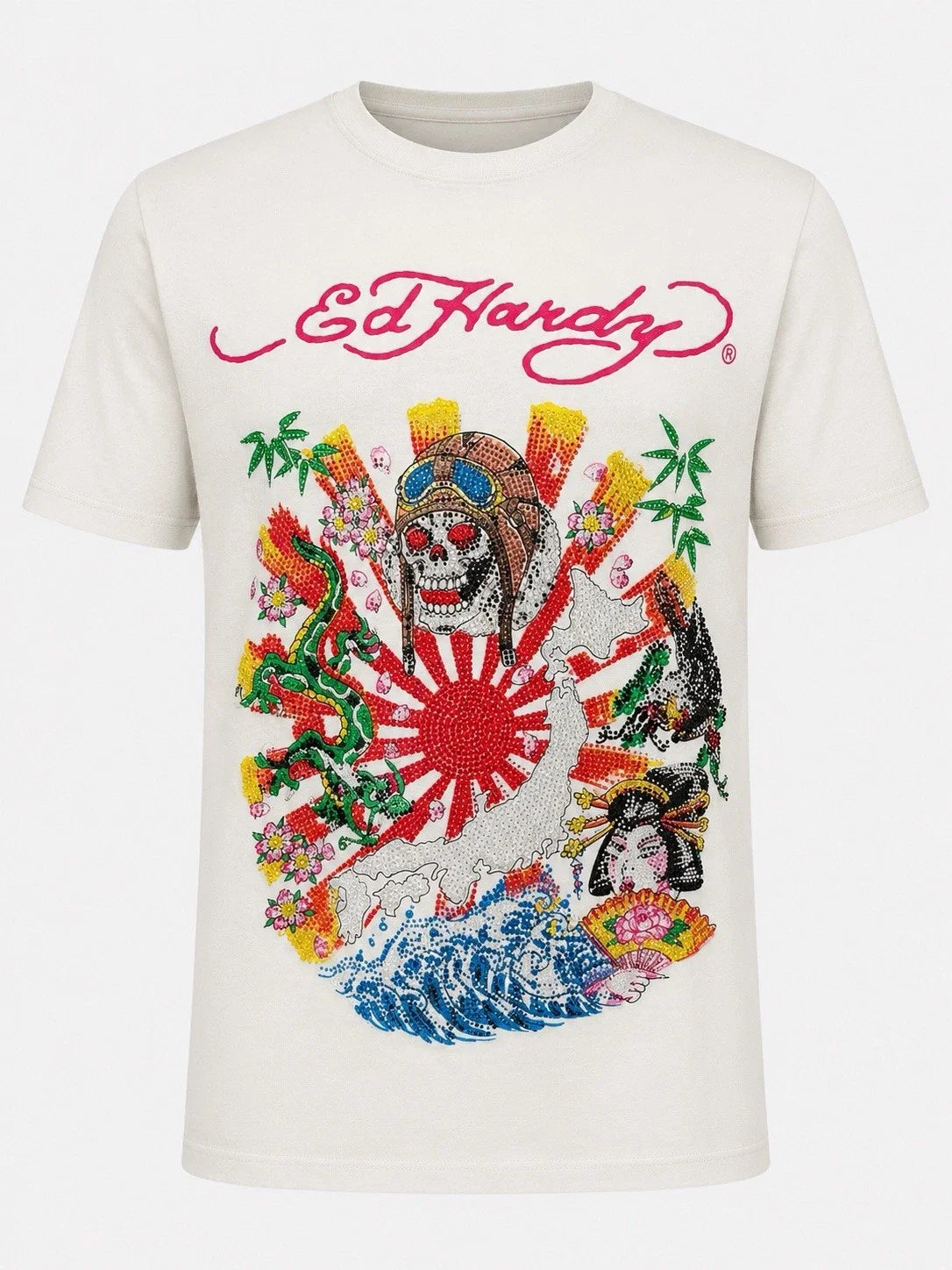 Ed Hardy Japan Rising Sun Rhinestone T Shirt BNWT Large Y2K Christian Audigier Unisex T-shirt, Sweatshirt, Hoodie, Long Sleeve Tee - T-Shirt, Sweatshirt, Hoodie