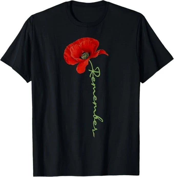 Patriotic Red Poppy Flowers Design Veterans and Memorial Day T-Shirt Unisex T-shirt, Sweatshirt, Hoodie, Long Sleeve Tee - T-Shirt, Sweatshirt, Hoodie