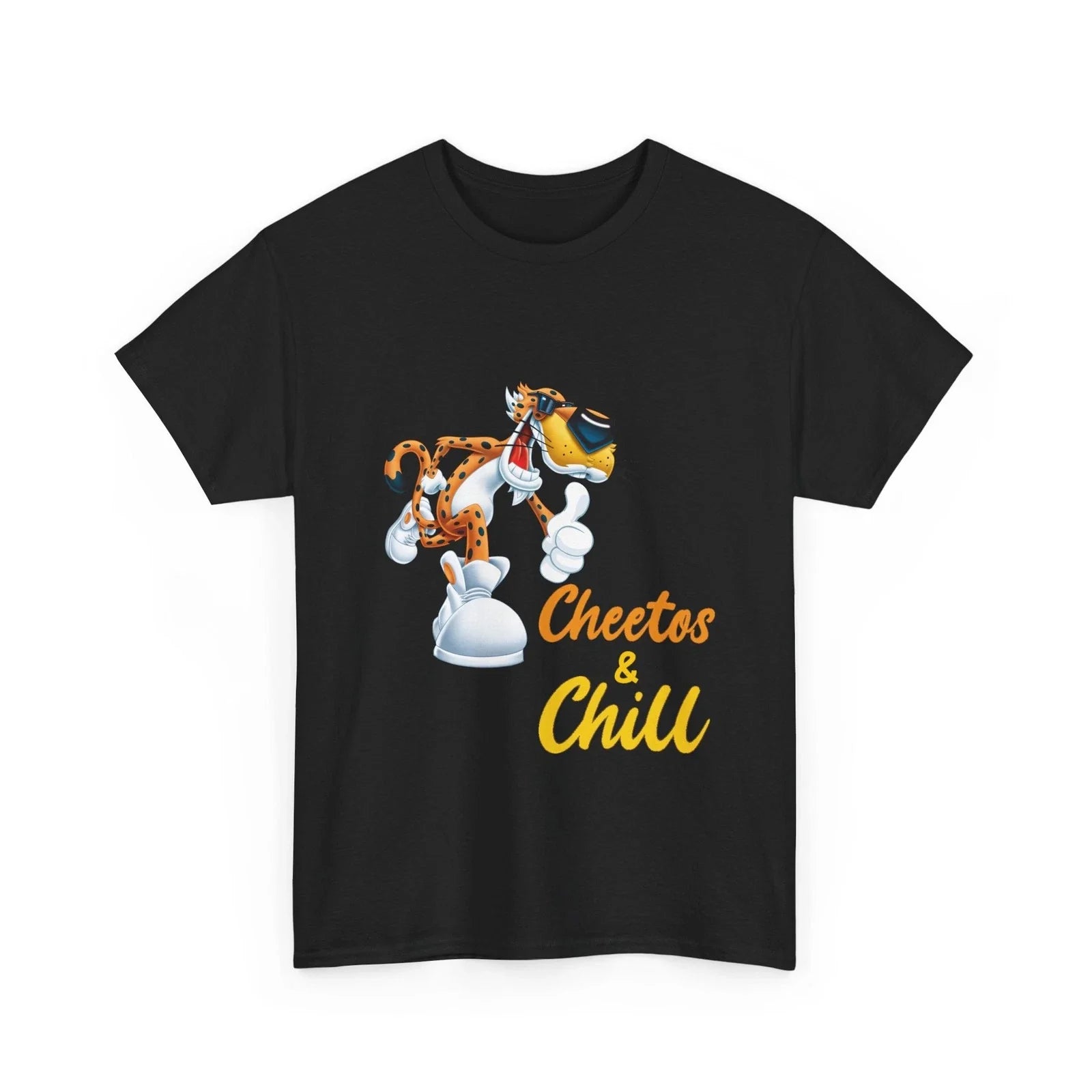 Cheetos & Chill tee | Cartoon Cheetah Snack Mascot T-Shirt | Chester Cheetah Tee Unisex T-shirt, Sweatshirt, Hoodie, Long Sleeve Tee - T-Shirt, Sweatshirt, Hoodie
