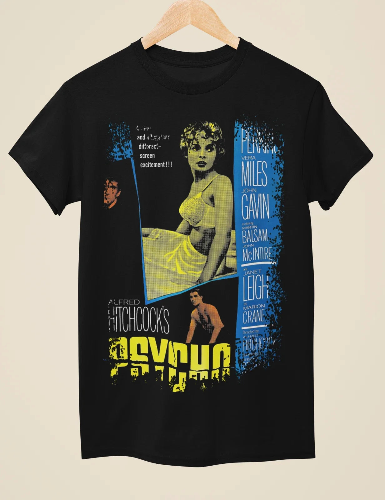 Psycho - Movie Poster Inspired Unisex Black T-Shirt Unisex T-shirt, Sweatshirt, Hoodie, Long Sleeve Tee - T-Shirt, Sweatshirt, Hoodie