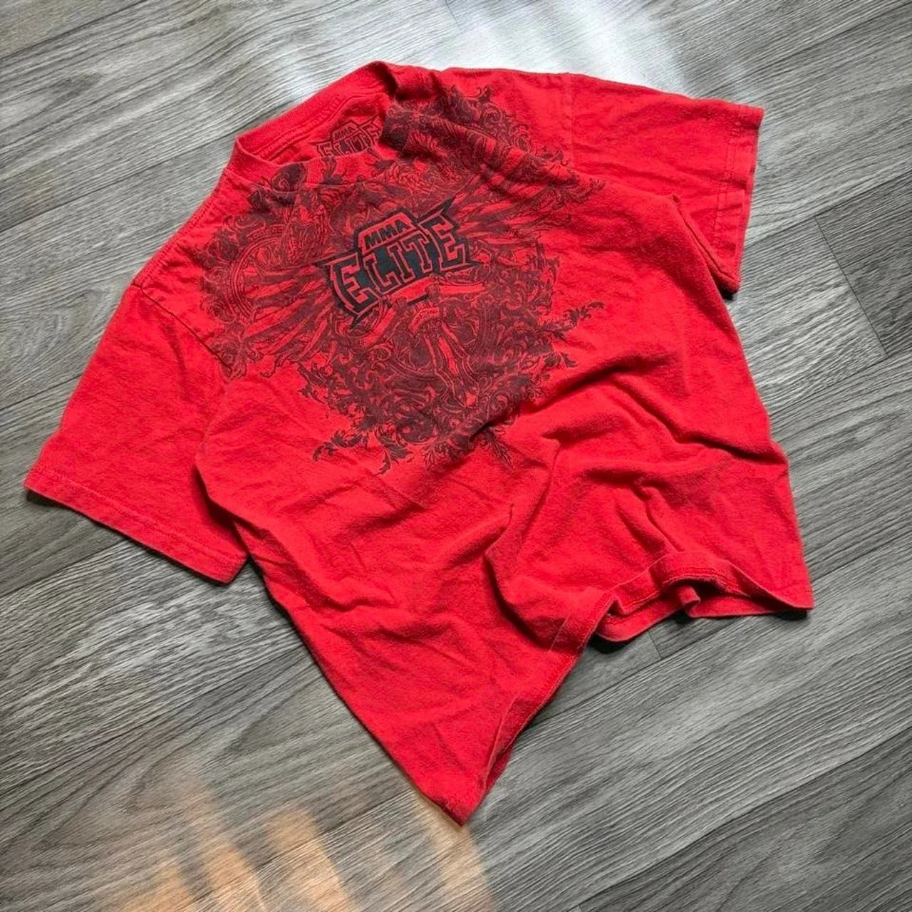 Vintage Y2K Goth Grunge Emo MMA ELITE All Over Print AOP Cross Red Tee Sz S Unisex T-shirt, Sweatshirt, Hoodie, Long Sleeve Tee - T-Shirt, Sweatshirt, Hoodie
