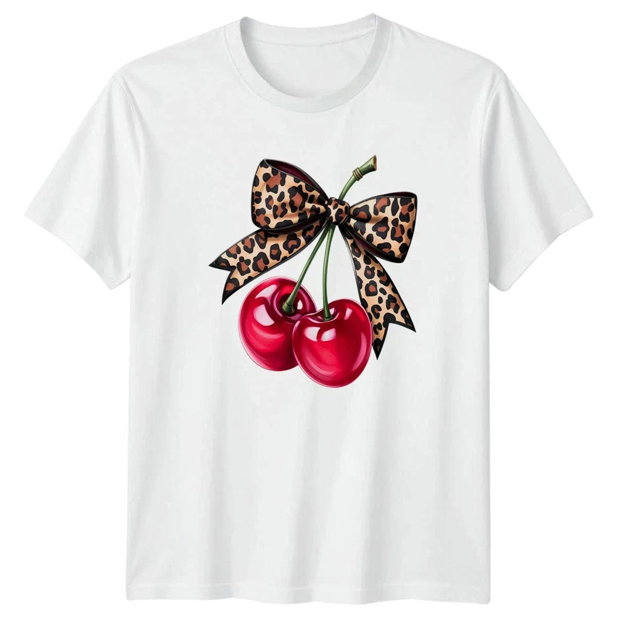 Wild Cherries Leopard Print Bow Womens T-Shirt Pinup Style Fashion Aesthetic Unisex T-shirt, Sweatshirt, Hoodie, Long Sleeve Tee - T-Shirt, Sweatshirt, Hoodie
