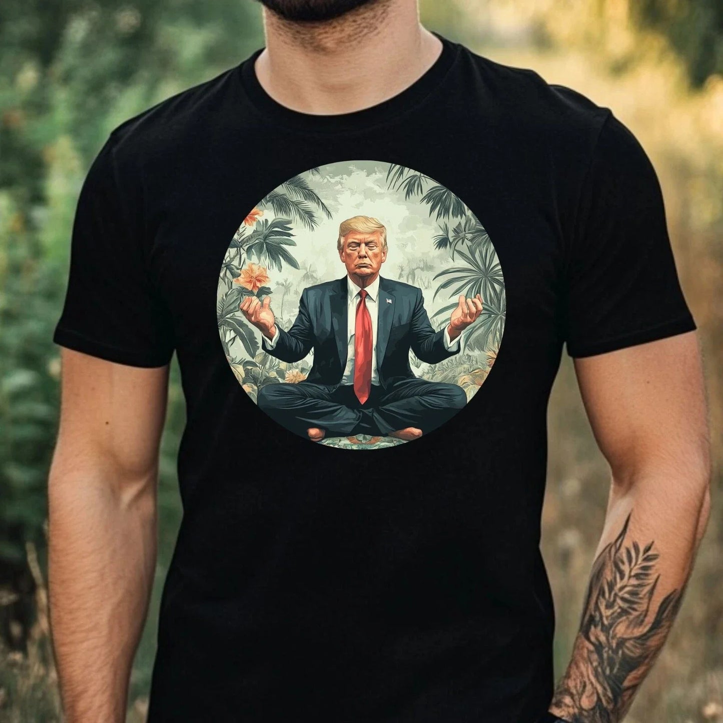 Mens Trump Yoga Motif Cotton T-Shirt Size XS to 5XL Unisex T-shirt, Sweatshirt, Hoodie, Long Sleeve Tee - T-Shirt, Sweatshirt, Hoodie